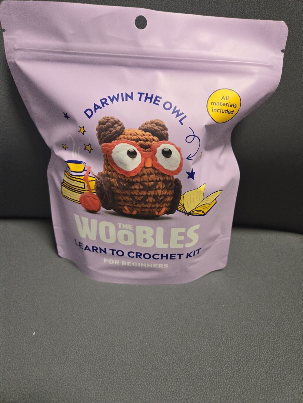 Darwin the Owl Woobles Learn to Crochet Kit